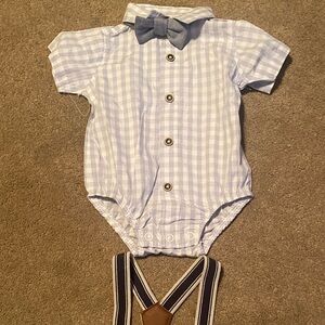Blue Checkered Baby Boy 2 peice Outfit